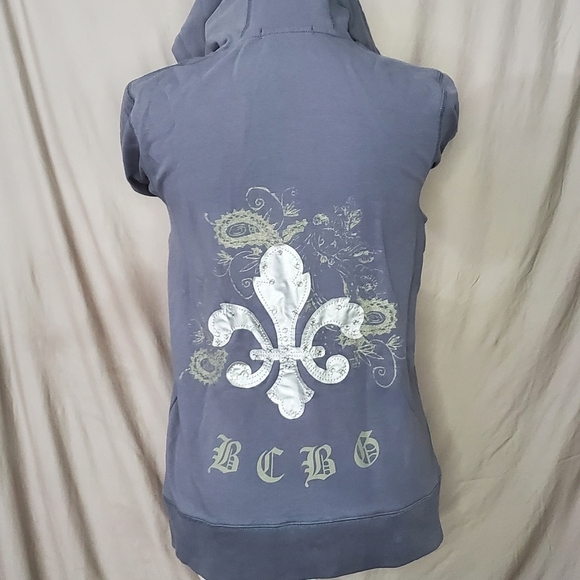 BCBG fleur de lis Bling Hoodie blue purple large - Picture 2 of 5